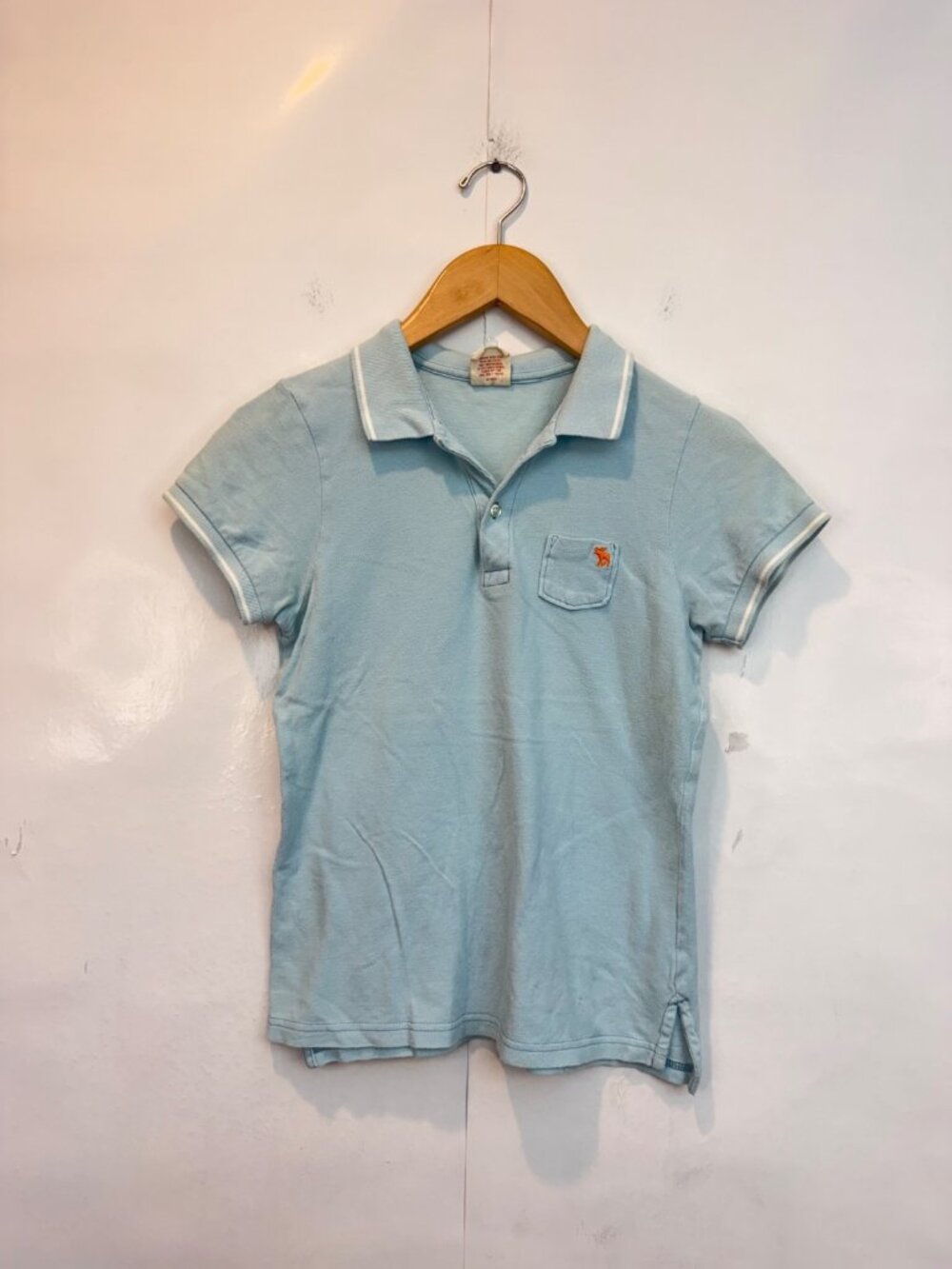 VTG Y2K Abercrombie & Fitch Women's Short Sleeve Polo Shirt Light Blue Medium